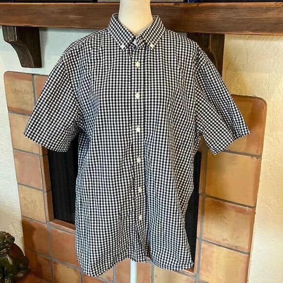 UNTUCKit Censio Navy & White Gingham Check 100% Cotton Button-Front shirt, L! - Picture 1 of 9
